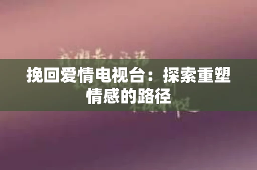 挽回爱情电视台：探索重塑情感的路径